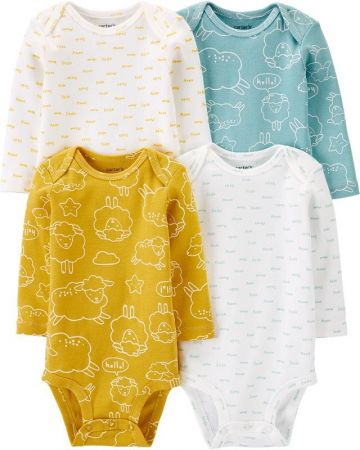 CARTERS CARTER'S Body dlouhý rukáv Sheep neutral LBB 4 ks 6 m/vel. 68