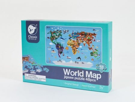 Teddies Puzzle Mapa Světa 38x57cm 48 dílků v krabici 30x21x4cm