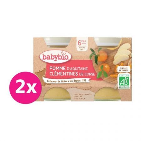 BABYBIO 2x BABYBIO Jablko s klementinkami (130 g)