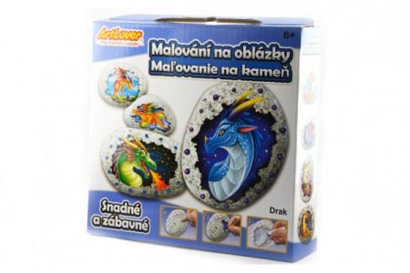 SMT Creatoys Malování na oblázky/kameny Drak kreativní sada v krabičce 15x14,5x4cm