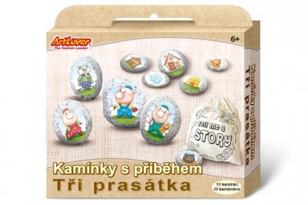 SMT Creatoys Kameny s příběhem se samolepkami Tři prasátka  kreativní sada  v krabičce 19x16x4cm