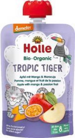 HOLLE HOLLE Tropic Tiger Bio ovocné pyré jablko, mango a maracuja, 100 g (8 m+)