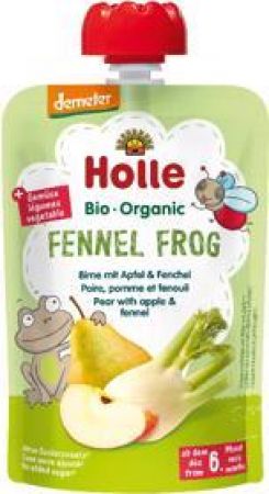 HOLLE HOLLE Fennel Frog Bio pyré hruška, jablko, fenykl, 100 g (6 m+)