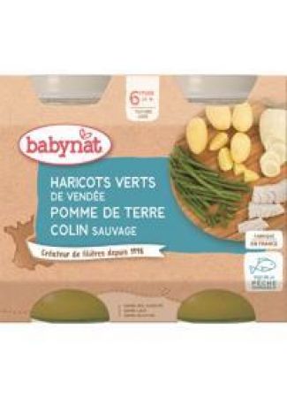 BABYBIO BABYBIO Příkrm brambory a zelené fazolky s aljašskou treskou - maso-zeleninový příkrm (2x 200 g)