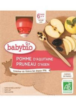 BABYBIO BABYBIO Kapsička jablko švestka - ovocný příkrm (4x 90 g)