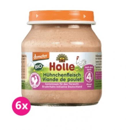 HOLLE 6x HOLLE Bio Kuřecí maso - masový příkrm, 125 g