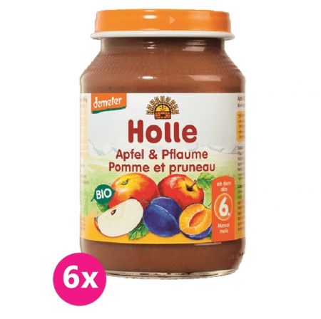 HOLLE 6x HOLLE Bio Jablko a švestka - ovocný příkrm, 190 g