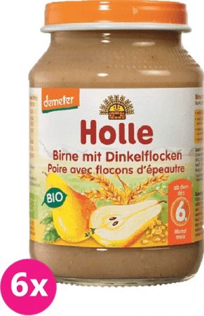 HOLLE 6x HOLLE Bio Hruška a špaldové vločky - ovocný příkrm, 190 g