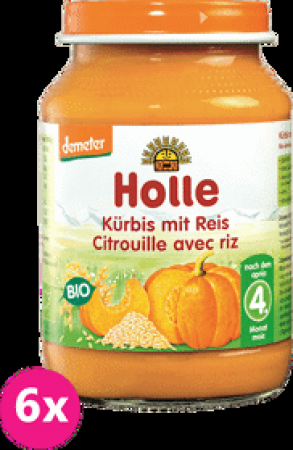 HOLLE 6x HOLLE Bio Dýně s rýží - zeleninový příkrm, 190 g