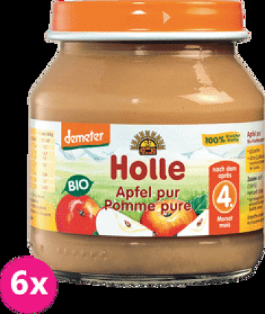 HOLLE 6x HOLLE Bio 100% jablíčko - ovocný příkrm, 125 g