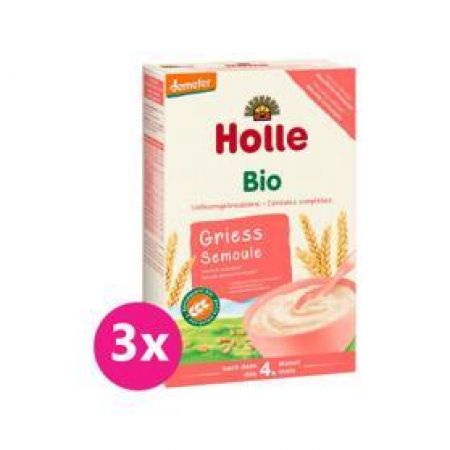 HOLLE 3x HOLLE Kaše nemléčná Bio krupičná 250 g