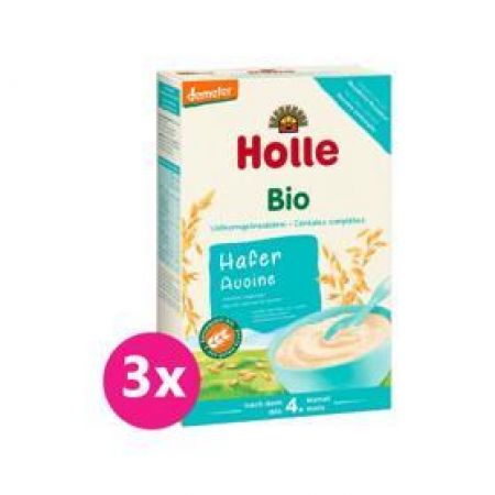 HOLLE 3x HOLLE Kaše nemléčná Bio z ovesných vloček 250 g