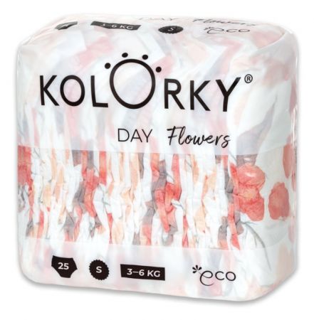 KOLORKY KOLORKY DAY Pleny jednorázové eko, květiny S (3-6 kg) 25 ks