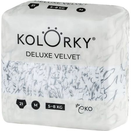 KOLORKY KOLORKY DELUXE VELVET Pleny jednorázové eko se sametovým povrchem M (5-8 kg) 21 ks