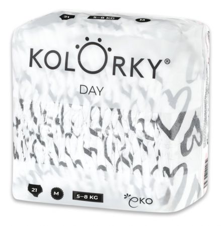 KOLORKY KOLORKY DAY Pleny jednorázové eko, srdce M (5-8 kg) 21 ks