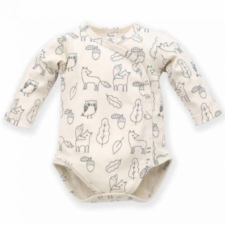 PINOKIO PINOKIO Body zavinovací dlouhý rukáv Secret Forest vel. 56 Ecru