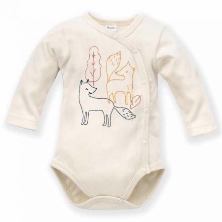 PINOKIO PINOKIO Body zavinovací dlouhý rukáv Secret Forest vel. 62 Ecru