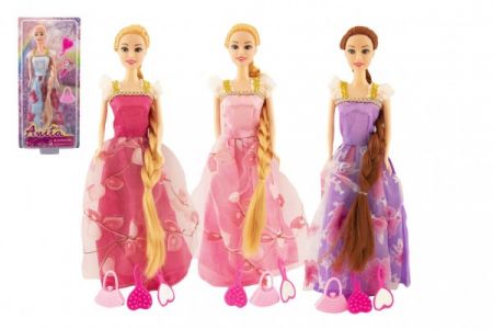 Teddies Panenka Anita kloubová 29cm plast s dlouhým copem s doplňky 4 druhy v blistru