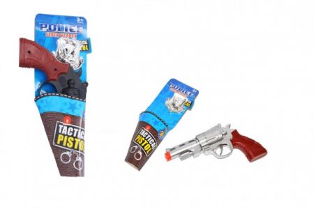 Wiky Pistole klapací + policejní odznak plast 22cm 2 barvy na kartě