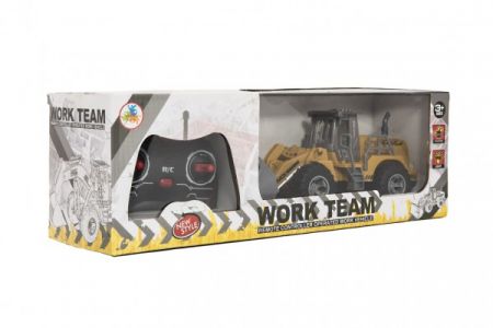 Teddies Auto Buldozér RC plast 22cm na dálkové ovládání 27MHz na baterie se světlem v krabici 37x12x11cm