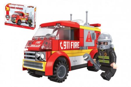 Dromader Stavebnice Dromader auto hasiči 96 dílků v krabičce 22x15x5cm