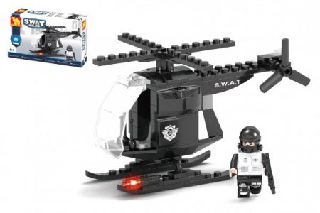 Dromader Stavebnice Dromader Swat policie vrtulník 89 dílků v krabičce 19x13x4,5cm