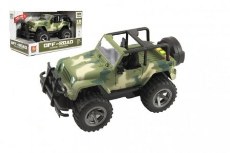Teddies Auto terénní Off-Road plast 23cm na setrvačník na baterie se zvukem se světlem v krabici 27x15x14cm