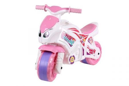 Teddies Odrážedlo motorka růžovo-bílá plast v sáčku 35x53x74cm 24m+
