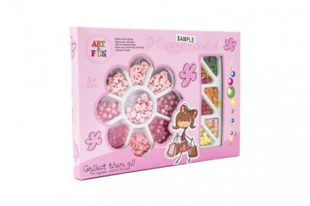 Teddies Korálky dřevo/plast se šňůrkami v krabici 33x23x3cm