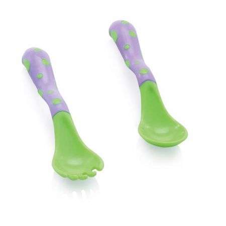 Nuby NUBY Lžička a vidlička na učení 12 m+, fialová