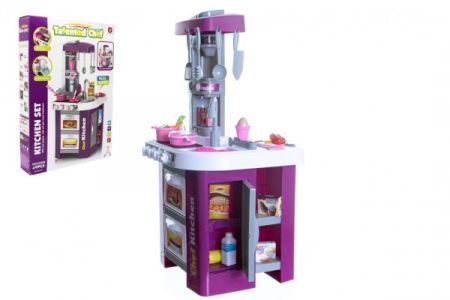 Teddies Kuchyň s doplňky sada 49ks plast na baterie se zvukem se světlem v krabici 48x70x12cm