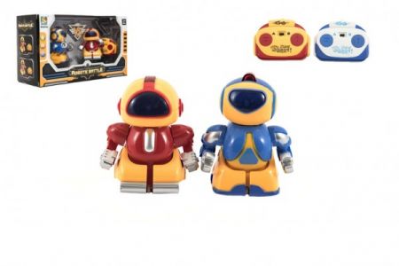 Teddies Mini roboti bojovníci RC 2ks plast 8cm na baterie se světlem v krabičce 24,5x14x9cm