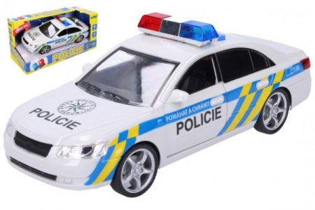 Wiky Auto policie plast 24cm na baterie se zvukem se světlem v krabici 28x14,5x12cm