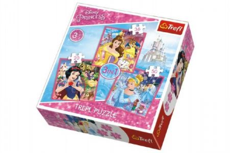 Trefl Puzzle 3v1 Princezny Disney 20x19,5cm v krabici 28x28x6cm