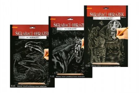SMT Creatoys Škrabací obrázek stříbrný asst 3 druhy 20x25cm