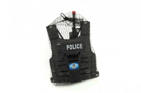 Teddies Sada policejní pistole a přilba s doplňky plast 38cm v síťce