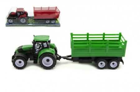 Teddies Traktor s vlečkou plast 38cm na setrvačník asst 2 barvy v blistru