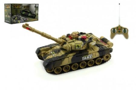 Teddies Tank RC T-80 plast 25cm s dobíjecím packem USB+adaptér na baterie 2 druhy  2,4 GHz v krabici
