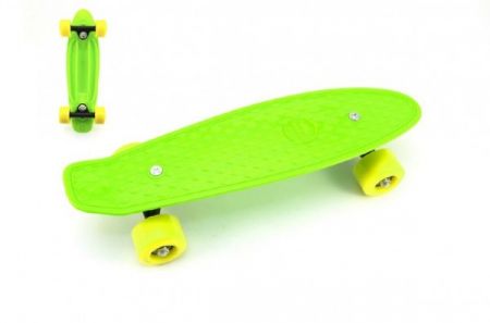 Teddies Skateboard - pennyboard 43cm, nosnost 60kg plastové osy, zelená, žlutá kola
