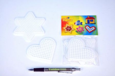 Lowlands Podložka na zažehlovací korálky Hama MIDI- hvězda,srdce plast 2ks v sáčku 9x9cm