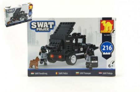Dromader Stavebnice Dromader SWAT Policie Auto 216ks v krabici 32x21x5cm