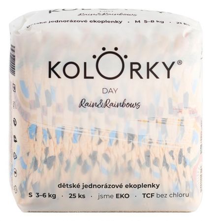 KOLORKY KOLORKY DAY Pleny jednorázové eko, déšť&duhy S (3-6 kg) 25 ks