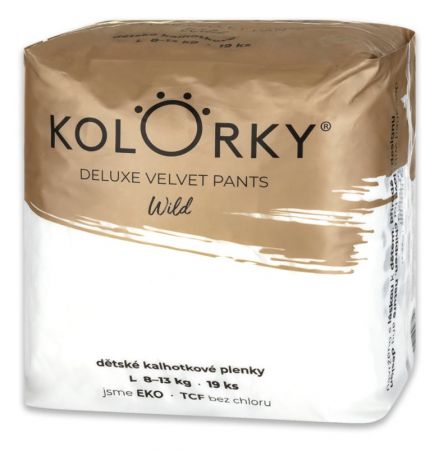 KOLORKY KOLORKY DELUXE VELVET PANTS Wild Kalhotky plenkové jednorázové eko L (8-13 kg) 19 ks