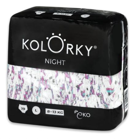 KOLORKY KOLORKY NIGHT Pleny jednorázové eko noční L (8-13 kg) 19 ks