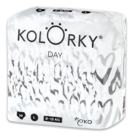 KOLORKY KOLORKY DAY Pleny jednorázové eko, srdce L (8-13 kg) 19 ks