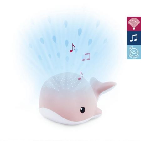 ZAZU Noční projektor s melodiemi Velryba WALLY-Růžová