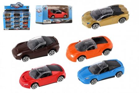 Teddies Auto mini sportovní kov/plast 7-8cm na volný chod mix druhů 36ks v boxu