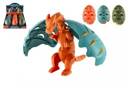 Teddies Dinosaurus/Drak vajíčko plast 10x14cm na baterie se světlem 3 barvy 9ks v boxu