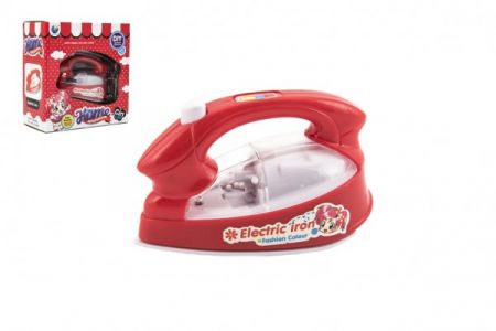 Teddies Žehlička malá plast 12cm na baterie se světlem v krabici 16x17x8cm