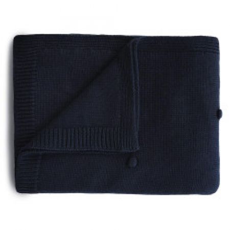 Mushie pletená deka z organické bavlny s puntíky Dark Navy